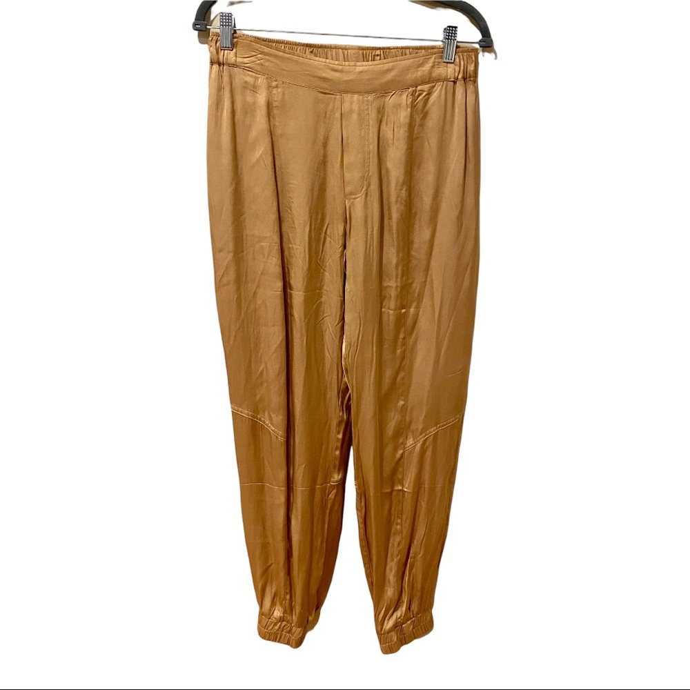 Young Fabulous and Broke Jensen Satin Gold Jogger Pants  (L)